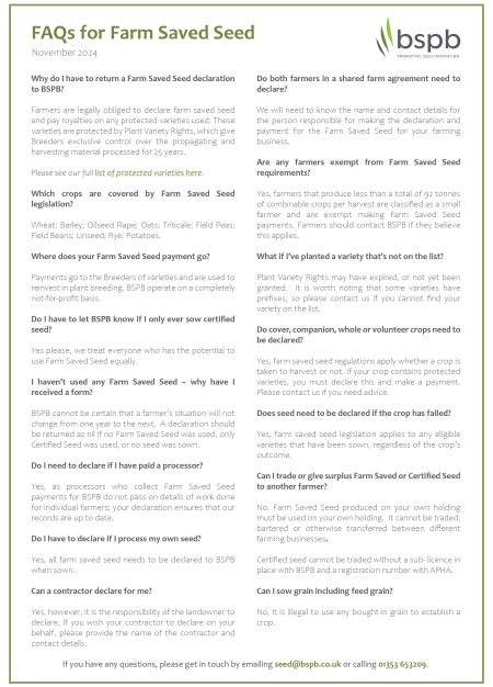 Farm Saved Seed FAQs